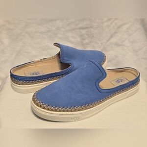 UGG AUSTRALIA Caleel Azul Blue Leather Sz 7.5 Slip On Womens Loafer Mules